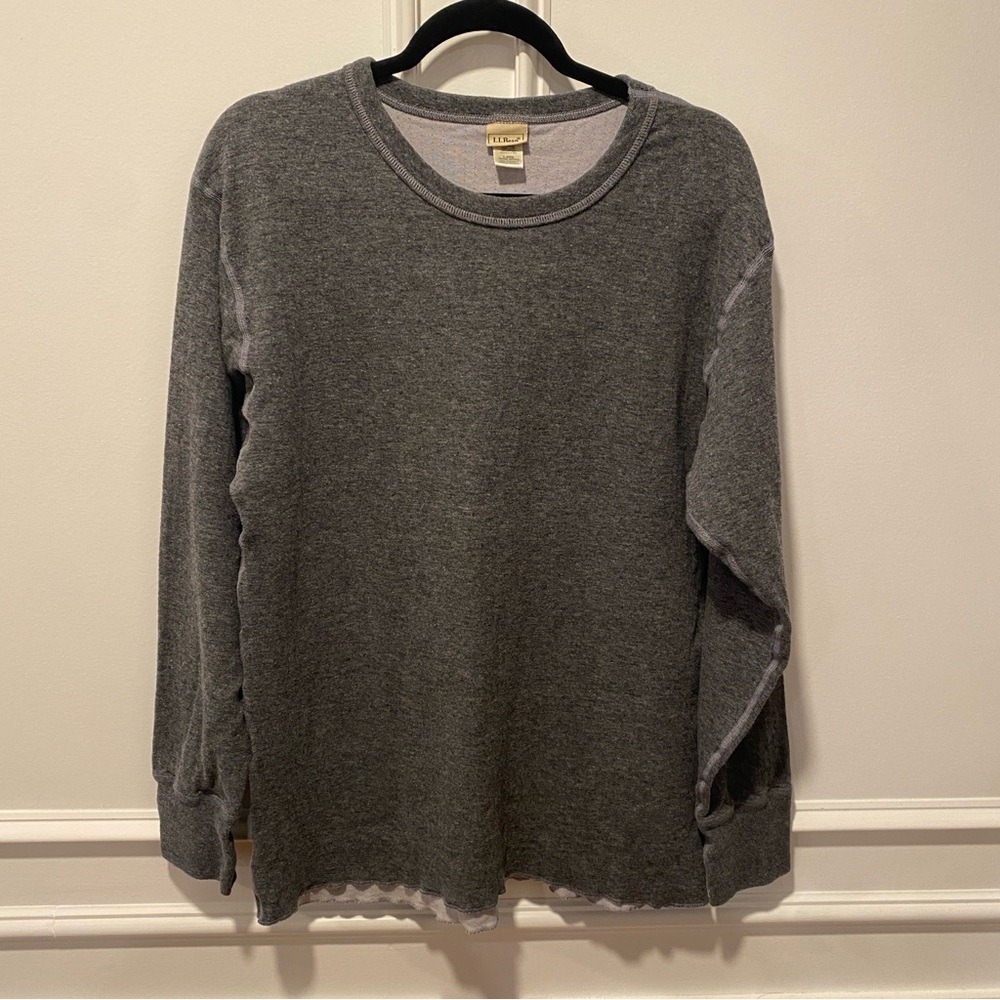 L.L.Bean long-sleeve crewneck thermal shirt Wool blend dark grey‎  Size Large